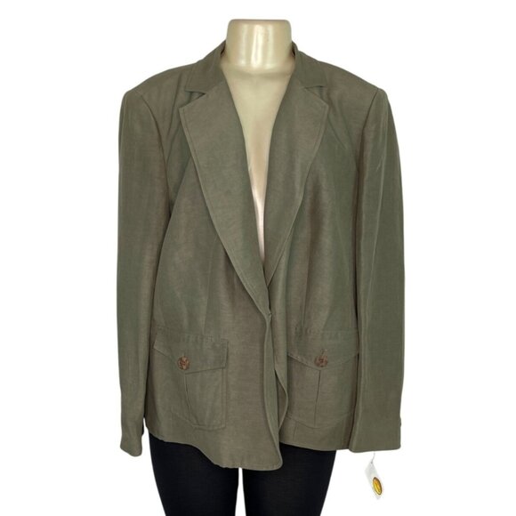 Talbots Woman Beige Blazer Jacket With Front Pockets & Button Sz 16W  New - Picture 1 of 6